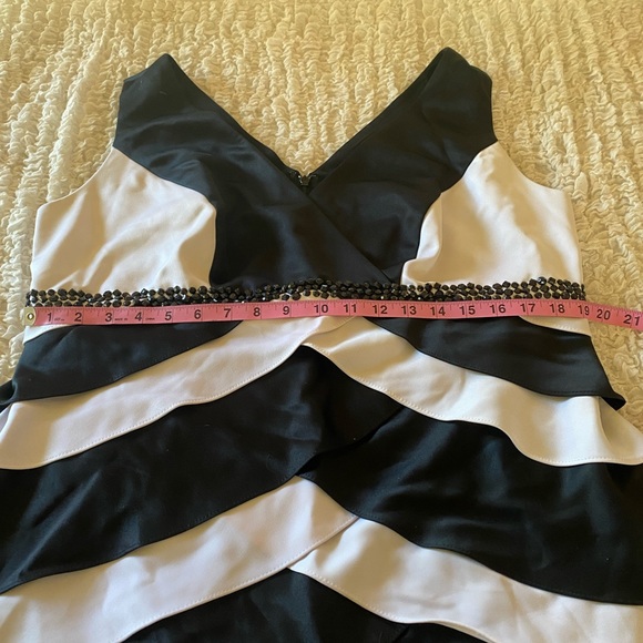 Alex Evening Dress, Black & white, layered ruffles with black beading - Picture 4 of 6